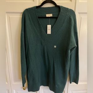 Emerald Green Loft Outlet V-Neck Sweater